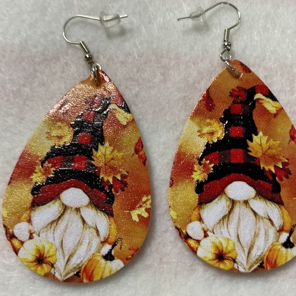 Faux Leather Teardrop Gnome Earrings Print Both sides (CO) - Picture 2 of 5